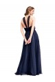 Azul Marino 21 línea A Halter Tul Largo Vestidos de dama de honor Tiendas
