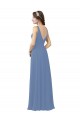 Azul Windsor Cubierta Cuello en V Gasa Largo Vestidos de dama de honor Tiendas