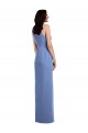 Azul Windsor línea A Cuello joya Gasa Largo Vestidos de dama de honor Tiendas