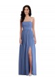 Azul Windsor línea A Tirantes espagueti Gasa Largo Vestidos de dama de honor Tiendas
