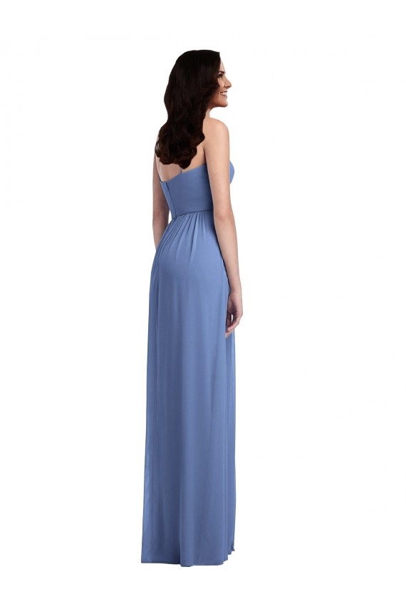 Azul Windsor línea A Tirantes espagueti Gasa Largo Vestidos de dama de honor Tiendas