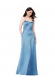 Azul cielo Cubierta Tirantes espagueti Cuadrado Satén Largo Formales Vestidos de dama de honor / Vestidos de fiesta Tiendas