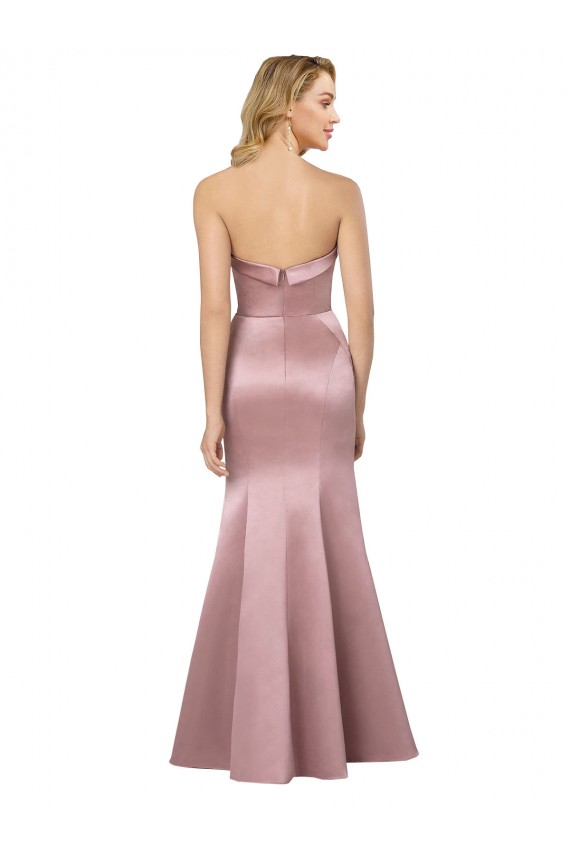 Azul cielo claro Cubierta Sin tirantes Satén Largo Formales Vestidos de dama de honor / Vestidos de fiesta Tiendas