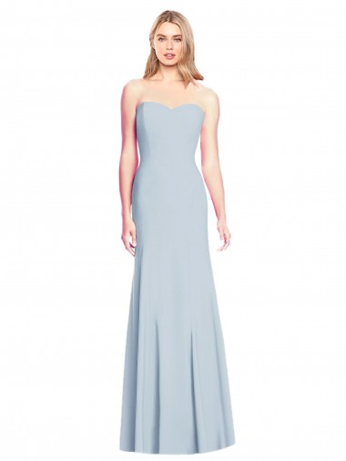 Azul cielo claro Trompeta Cuello de Corazón Sin tirantes Crepé Elástico Largo Vestidos de dama de honor / Vestidos de fiesta Tiendas