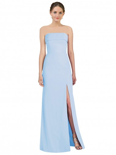 Azul cielo claro Trompeta Sin tirantes Gasa Largo Formales Vestidos de dama de honor / Vestidos de noche Tiendas