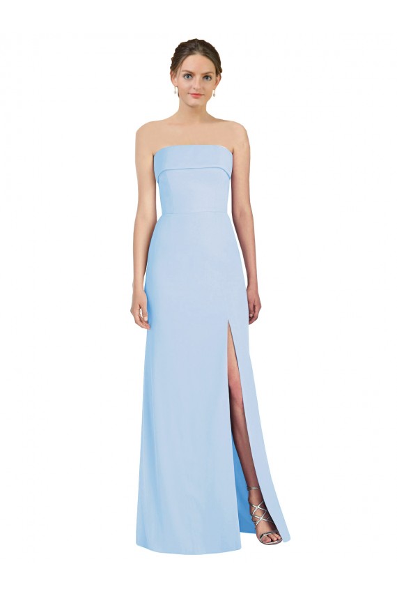 Azul cielo claro Trompeta Sin tirantes Gasa Largo Formales Vestidos de dama de honor / Vestidos de noche Tiendas