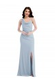 Azul cielo claro Trompeta Un Hombre Crepé Elástico Largo Vestidos de dama de honor / Vestidos de fiesta Tiendas