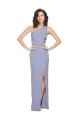 Azul humo Cubierta Un Hombre Crepé Elástico Largo Formales Vestidos de dama de honor / Vestidos de fiesta Tiendas