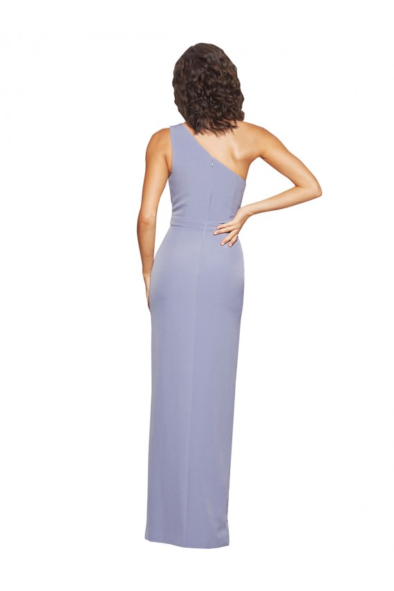 Azul humo Cubierta Un Hombre Crepé Elástico Largo Formales Vestidos de dama de honor / Vestidos de fiesta Tiendas