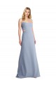 Azul humo línea A Tirantes espagueti Cucharón Crepé Elástico Largo Vestidos de dama de honor / Vestidos de fiesta Tiendas