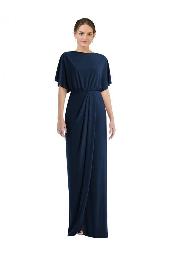 Azul marina oscuro Cubierta Barco Spandex Largo Vestidos de dama de honor / Vestidos de fiesta Tiendas
