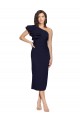 Azul marina oscuro Cubierta Un Hombre Midi Crepé Elástico Corto Formales Vestidos de dama de honor / Vestidos de fiesta / Vestidos de cóctel Tiendas