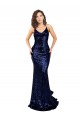 Azul marina oscuro Sirena Cuello en V Lentejuela Largo Formales Vestidos de dama de honor / Vestidos de fiesta Tiendas