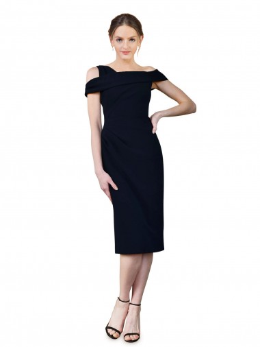 Azul marina oscuro Sirena Hombros Descubiertos Cóctel Crepé Elástico Corto Formales Vestidos de dama de honor / Vestidos de fiesta / Vestidos de cóctel Tiendas