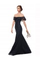 Azul marina oscuro Sirena Hombros Descubiertos Encaje Largo Vestidos de dama de honor / Vestidos de fiesta Tiendas