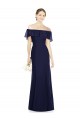 Azul marina oscuro Trompeta Hombros Descubiertos Gasa Largo Vestidos de dama de honor Tiendas