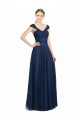 Azul marina oscuro línea A Cuello en V Cuello de Corazón Tul Largo Vestidos de dama de honor Tiendas