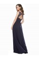 Azul marina oscuro línea A Cuello en V Gasa Encaje Largo Vestidos de dama de honor Tiendas