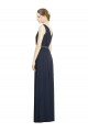 Azul marina oscuro línea A Cuello en V Gasa Largo Vestidos de dama de honor Tiendas