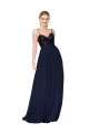 Azul marina oscuro línea A Tirantes espagueti Gasa Lentejuela Largo Vestidos de dama de honor / Vestidos de fiesta Tiendas
