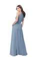 Azul polvoriento línea A Halter Cuello Alto Gasa Largo Vestidos de dama de honor Tiendas