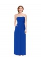 Azul real Cubierta Cuello de Corazón Gasa Largo Vestidos de dama de honor Tiendas