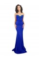 Azul real Sirena Cuello Alto Crepé Elástico Largo Formales Vestidos de dama de honor / Vestidos de fiesta Tiendas