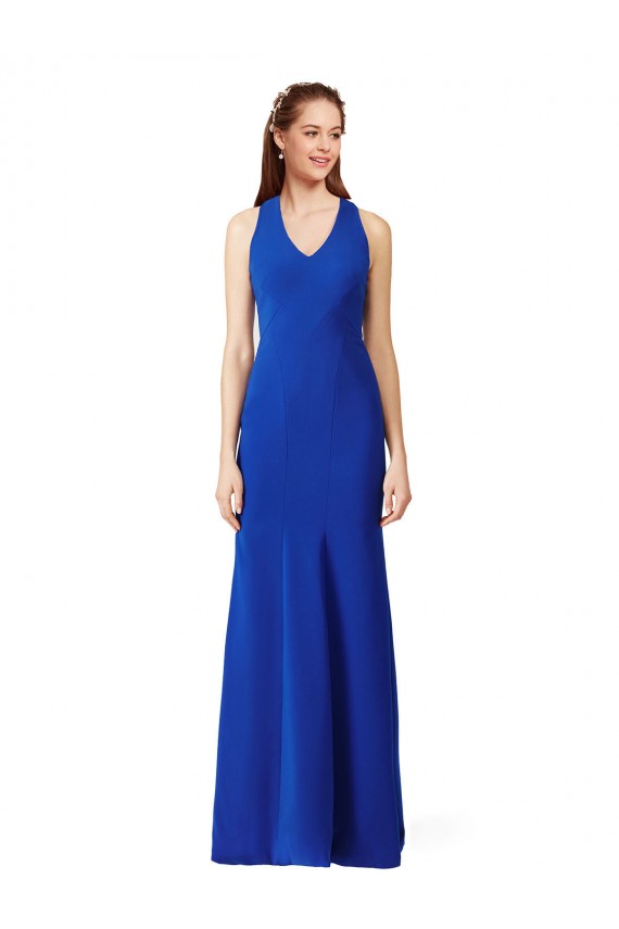 Azul real Sirena Cuello en V Crepé Elástico Largo Formales Vestidos de dama de honor / Vestidos de fiesta Tiendas