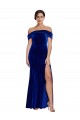 Azul real Sirena Hombros Descubiertos Terciopelo Elástico Largo Formales Vestidos de dama de honor / Vestidos de fiesta Tiendas