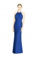 Azul real Trompeta Halter Cuello Alto Gasa Largo Vestidos de dama de honor Tiendas
