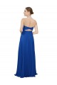 Azul real línea A Cuello de Corazón Sin tirantes Gasa Largo Vestidos de dama de honor Tiendas