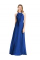 Azul real línea A Halter Gasa Largo Vestidos de dama de honor Tiendas