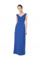 Azul real línea A Hombros Descubiertos Cuello en V Gasa Largo Vestidos de dama de honor Tiendas