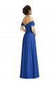 Azul real línea A Hombros Descubiertos Gasa Largo Vestidos de dama de honor Tiendas