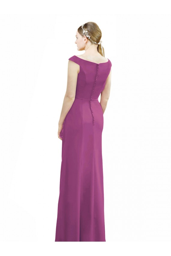 Baya silvestre Sirena Cuello Barco Cuello Alto Gasa Largo Vestidos de dama de honor Tiendas