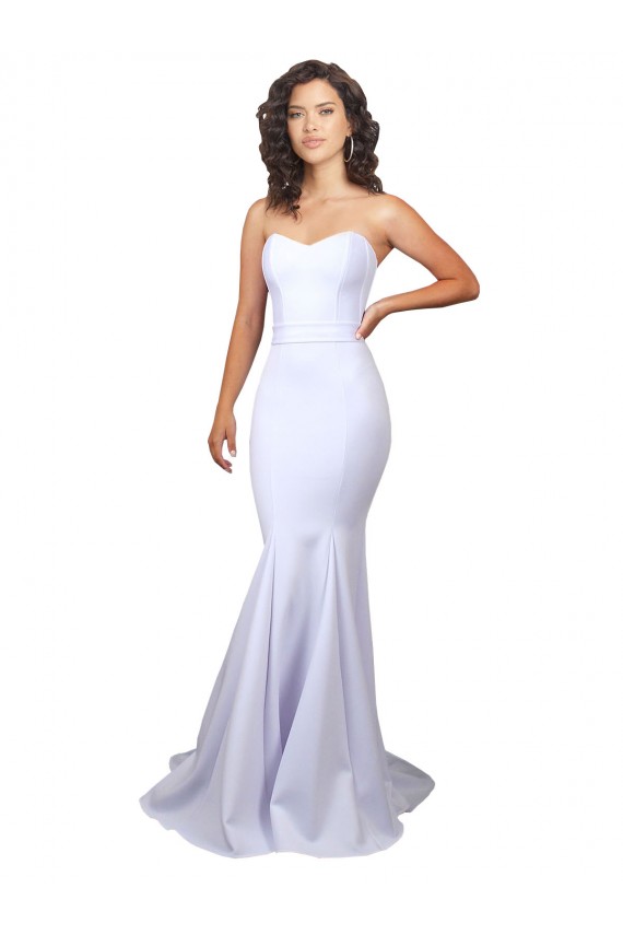 Blanco Sirena Cuello de Corazón Sin tirantes Cuello Alto Crepé Elástico Sencillo Playa Vestidos de novia Tiendas
