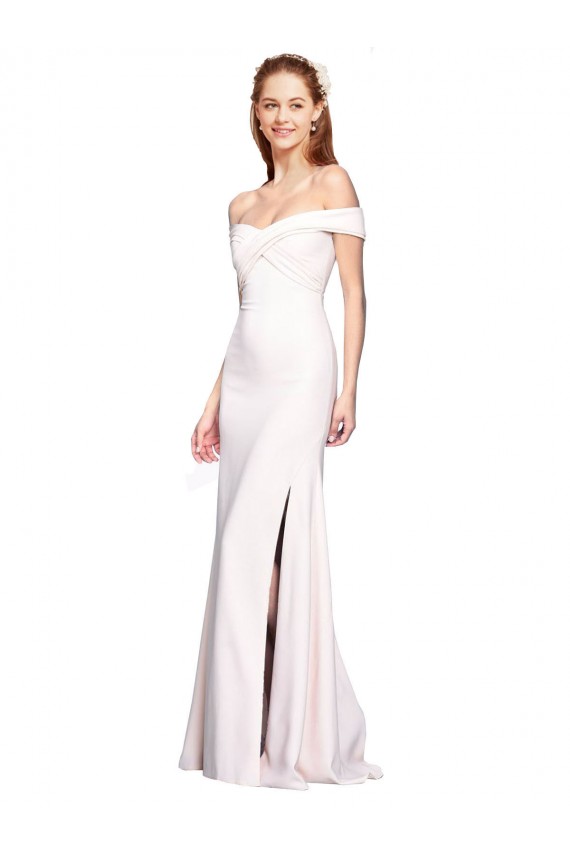 Blanco Sirena Hombros Descubiertos Crepé Elástico Largo Formales Vestidos de dama de honor / Vestidos de fiesta Tiendas