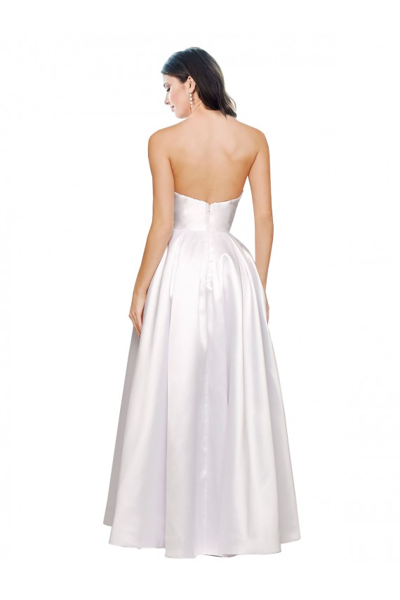 Blanco línea A Sin tirantes Satén elástico Largo Formales Vestidos de dama de honor / Vestidos de fiesta Tiendas