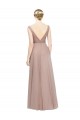 Blush línea A Cuello en V Tul Largo Vestidos de dama de honor Tiendas