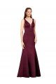 Borgoña Cubierta Cuello en V Satén Largo Formales Vestidos de dama de honor / Vestidos de fiesta Tiendas