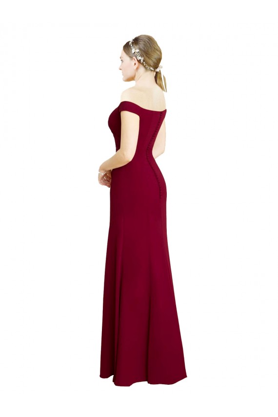 Borgoña Sirena Hombros Descubiertos Gasa Largo Vestidos de dama de honor / Vestidos de fiesta Tiendas