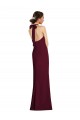 Borgoña oscuro Trompeta Halter Crepé Elástico Largo Vestidos de dama de honor / Vestidos de fiesta Tiendas