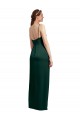 Cazador Verde Columna Tirantes espagueti Cuadrado Satén elástico Largo Formales Vestidos de dama de honor / Vestidos de fiesta Tiendas