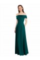Cazador Verde línea A Hombros Descubiertos Gasa Largo Vestidos de dama de honor Tiendas
