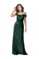 Cazador Verde línea A Hombros Descubiertos Tirantes espagueti Satén elástico Largo Formales Vestidos de dama de honor / Vestidos de fiesta Tiendas