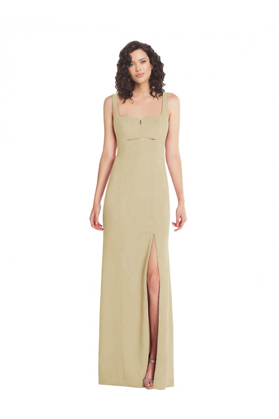 Champán Trompeta Cuadrado Crepé Elástico Largo Formales Vestidos de dama de honor / Vestidos de fiesta Tiendas