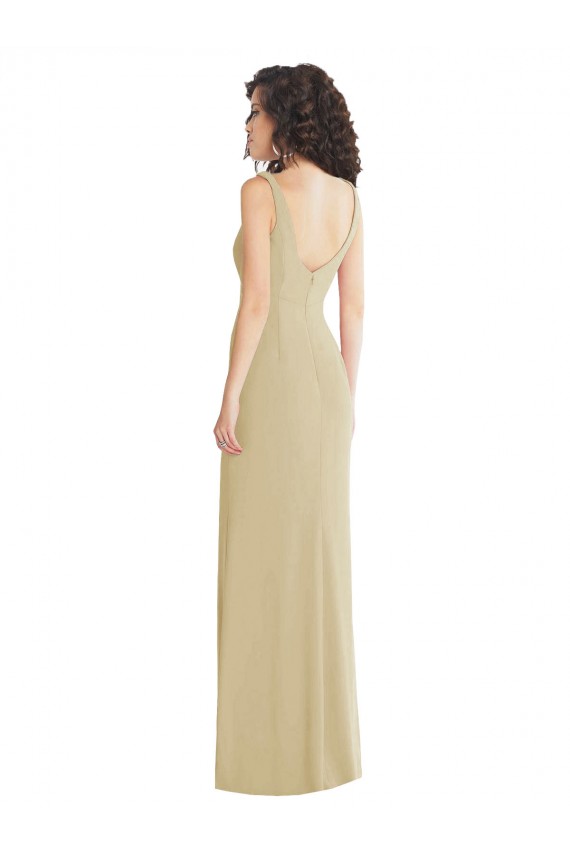 Champán Trompeta Cuadrado Crepé Elástico Largo Formales Vestidos de dama de honor / Vestidos de fiesta Tiendas