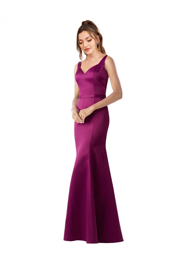 Cubierta Barco Satén Largo Formales Vestidos de dama de honor / Vestidos de fiesta Tiendas