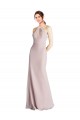 Cubierta Halter Cuello Alto Gasa Largo Vestidos de dama de honor Tiendas