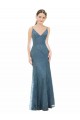 Cubierta Tirantes espagueti Cuello en V Encaje Largo Vestidos de dama de honor Tiendas